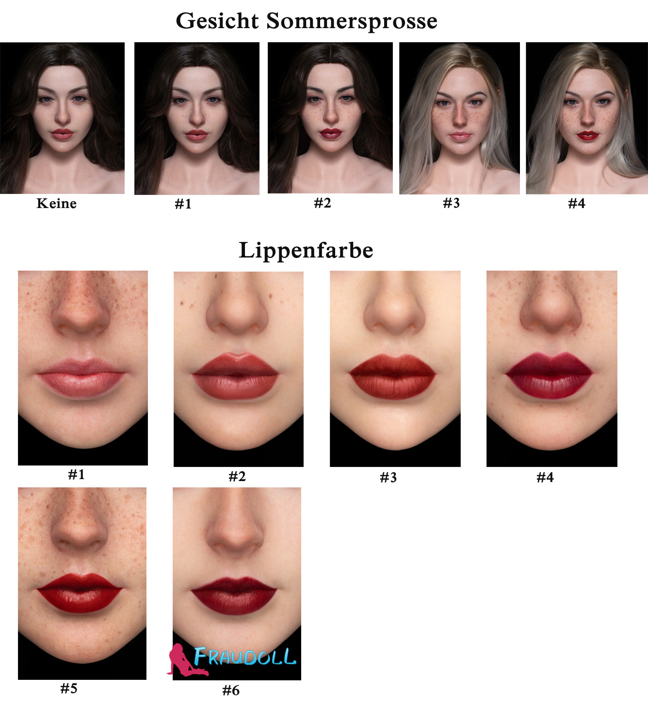 Gesicht Sommersprosse & Lippenfarbe